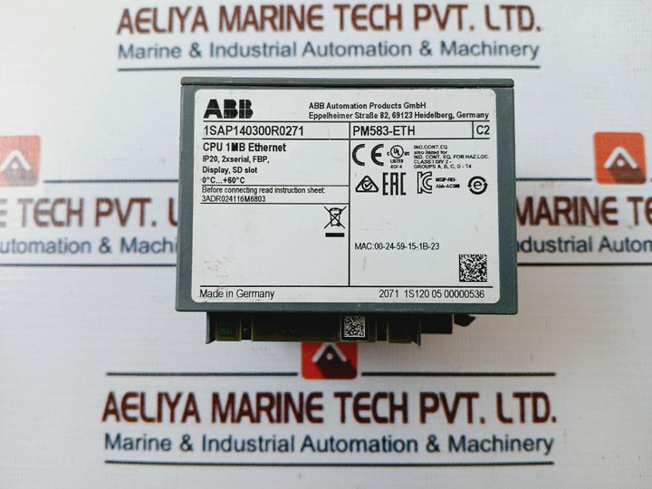 Abb Pm583 Processor Module Memory 1Mb Interfaces Ethernet