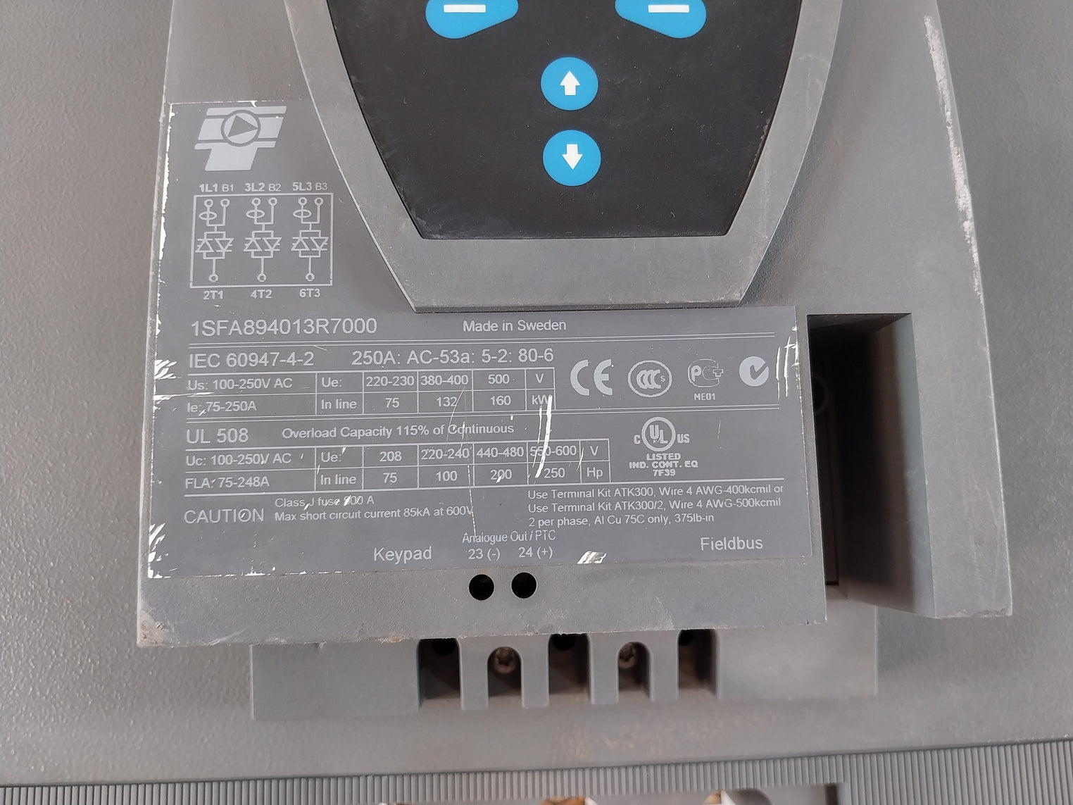 Abb Pst250-600-70 Soft Starter 1Sfa894013R7000/ Ul 508