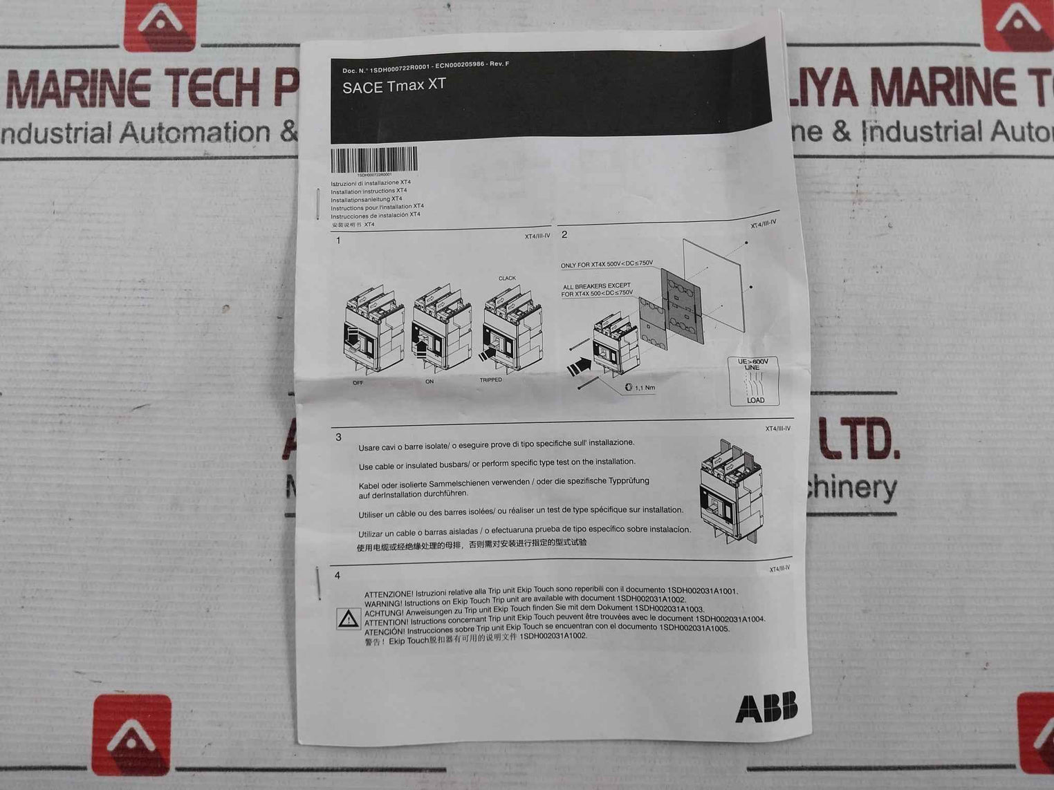 Abb Ra8111807 Front Terminal Assembly Kit Ra8965001 Rev F