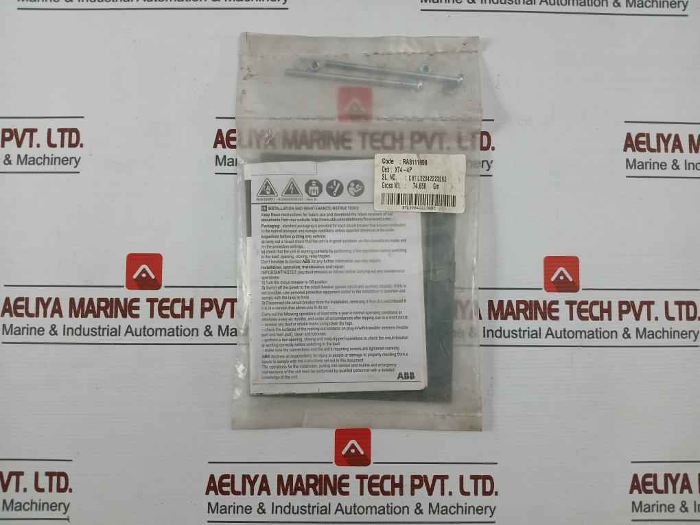 Abb Ra8111808 Installation Kit For Xt4 4P Circuit Breaker