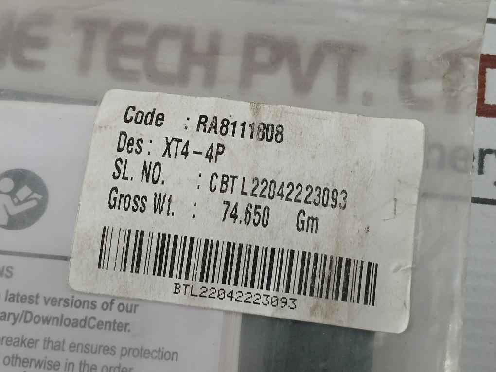 Abb Ra8111808 Installation Kit For Xt4 4P Circuit Breaker