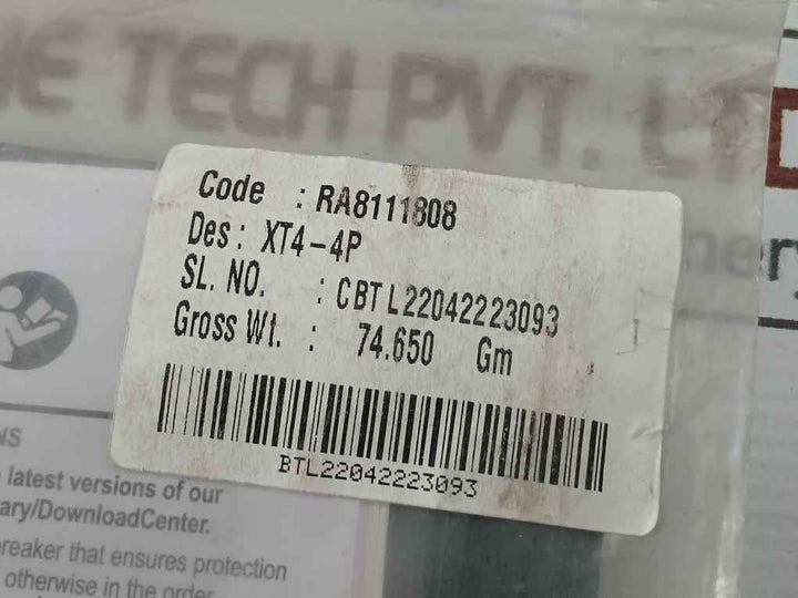 Abb Ra8111808 Installation Kit For Xt4 4P Circuit Breaker