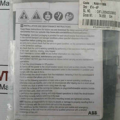 Abb Ra8111808 Installation Kit For Xt4 4P Circuit Breaker