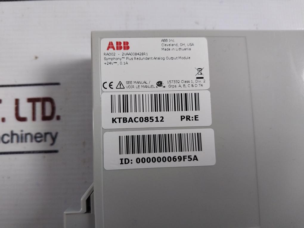 Abb Rao02 16-channel Redundant Analog Output Module 2vaa008428r1 Rev E