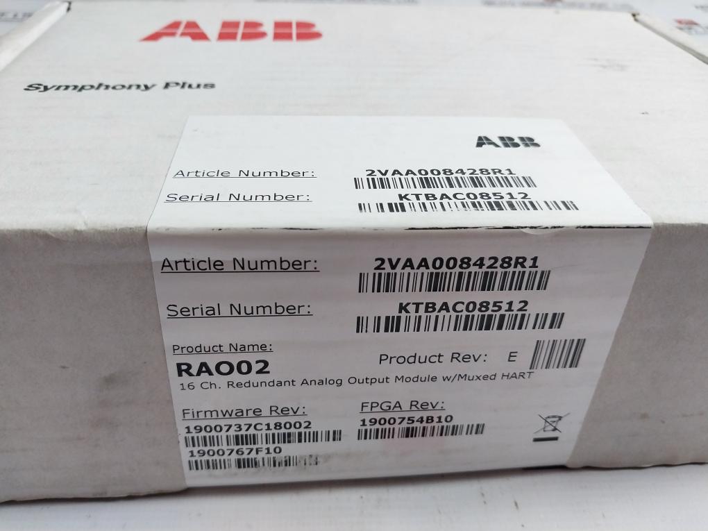 Abb Rao02 16-channel Redundant Analog Output Module 2vaa008428r1 Rev E