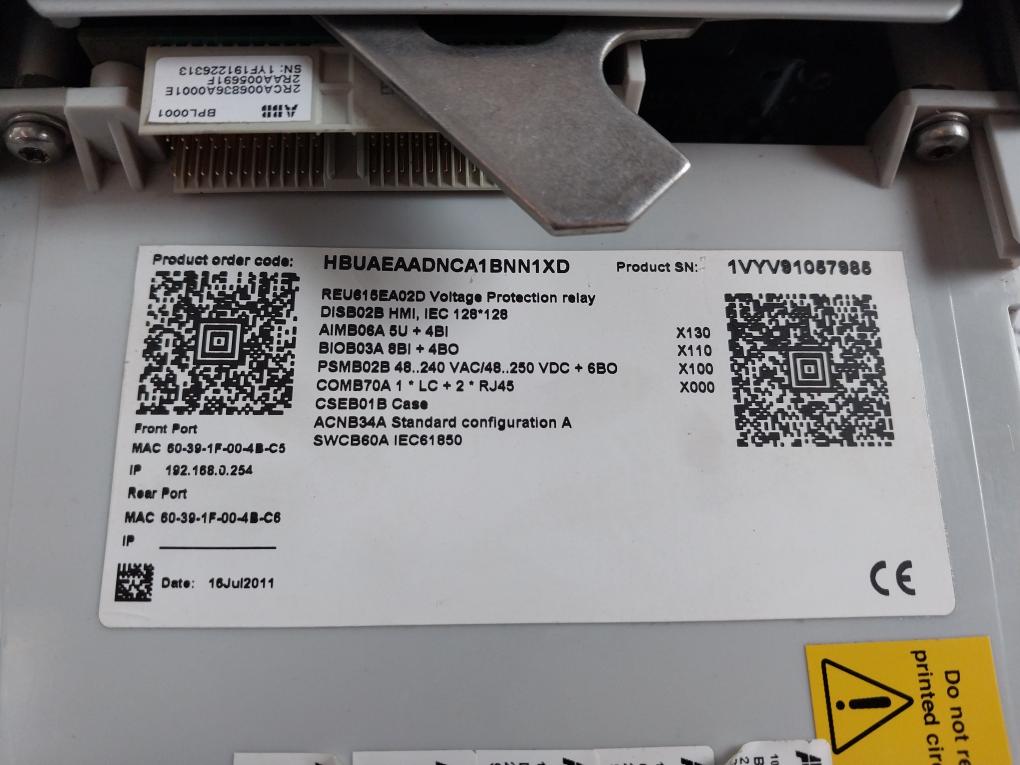 Abb Red615e_d Voltage Protection Relay