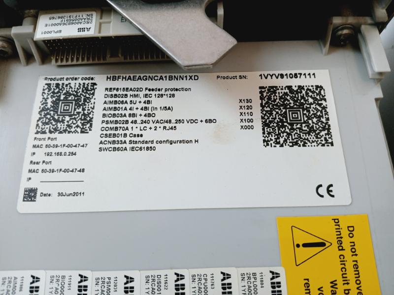 Abb Ref615E_D Feeder Protection And Control Relay 48-250 Vdc/100-240Vac 50/60Hz