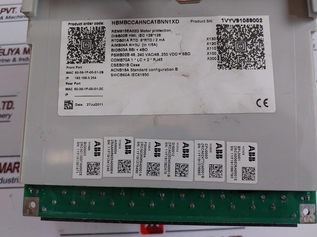 Abb Rem615E_D Motor Protection And Control Relay 50/60Hz 100/110/115/120V