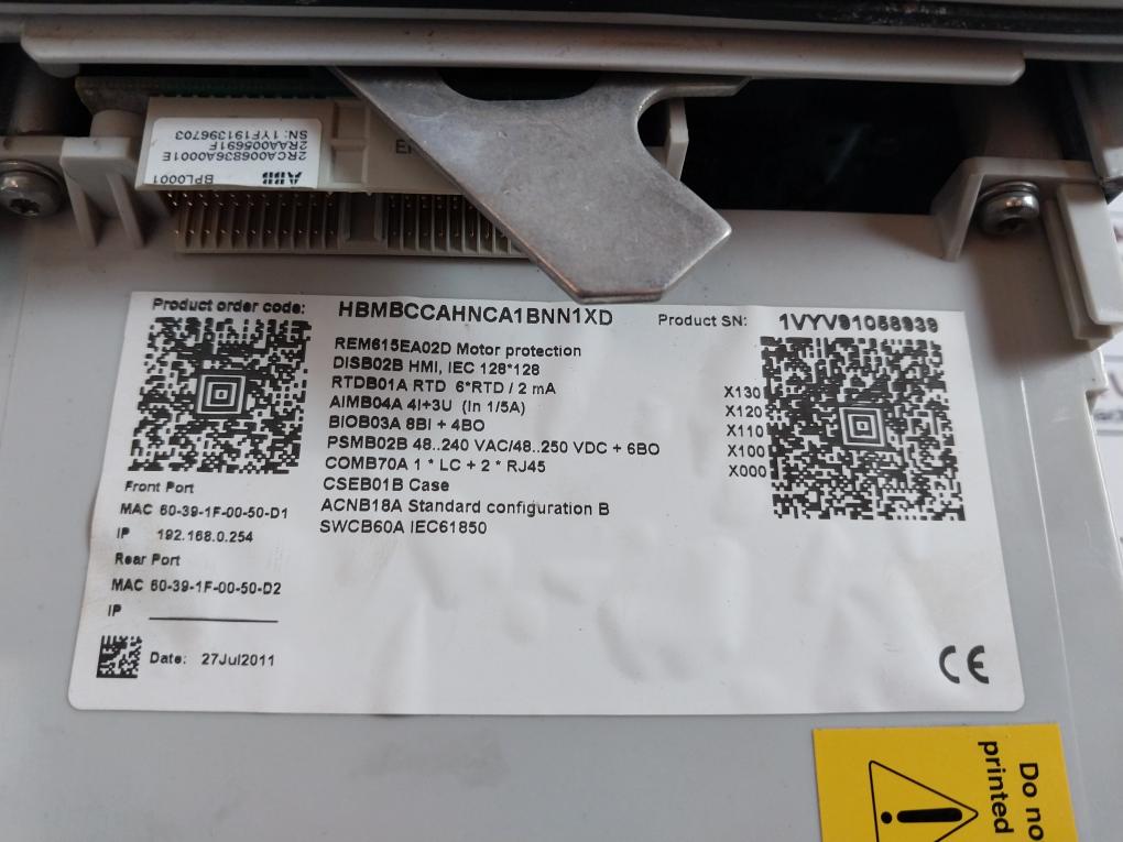 Abb Rem615 Rem615E_D Motor Protection Control Relay Hbmbccahnca1Bnn1Xd 50/60 Hz