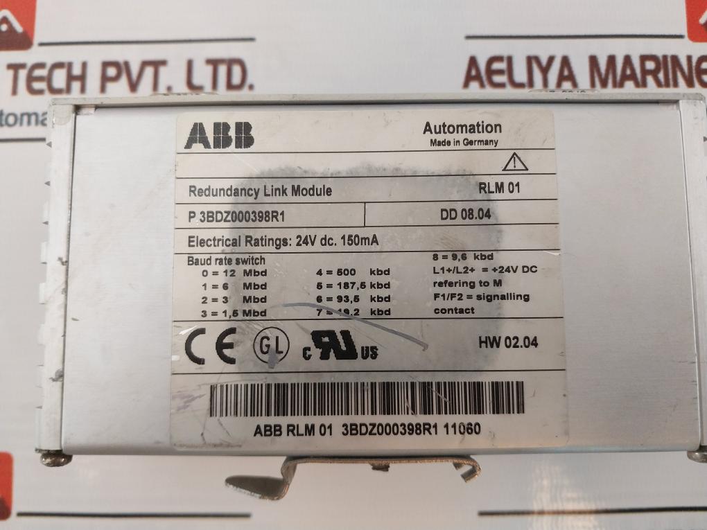 ABB Rlm01 3bdz000398r1 11060 Redundancy Link Module 24v Dc