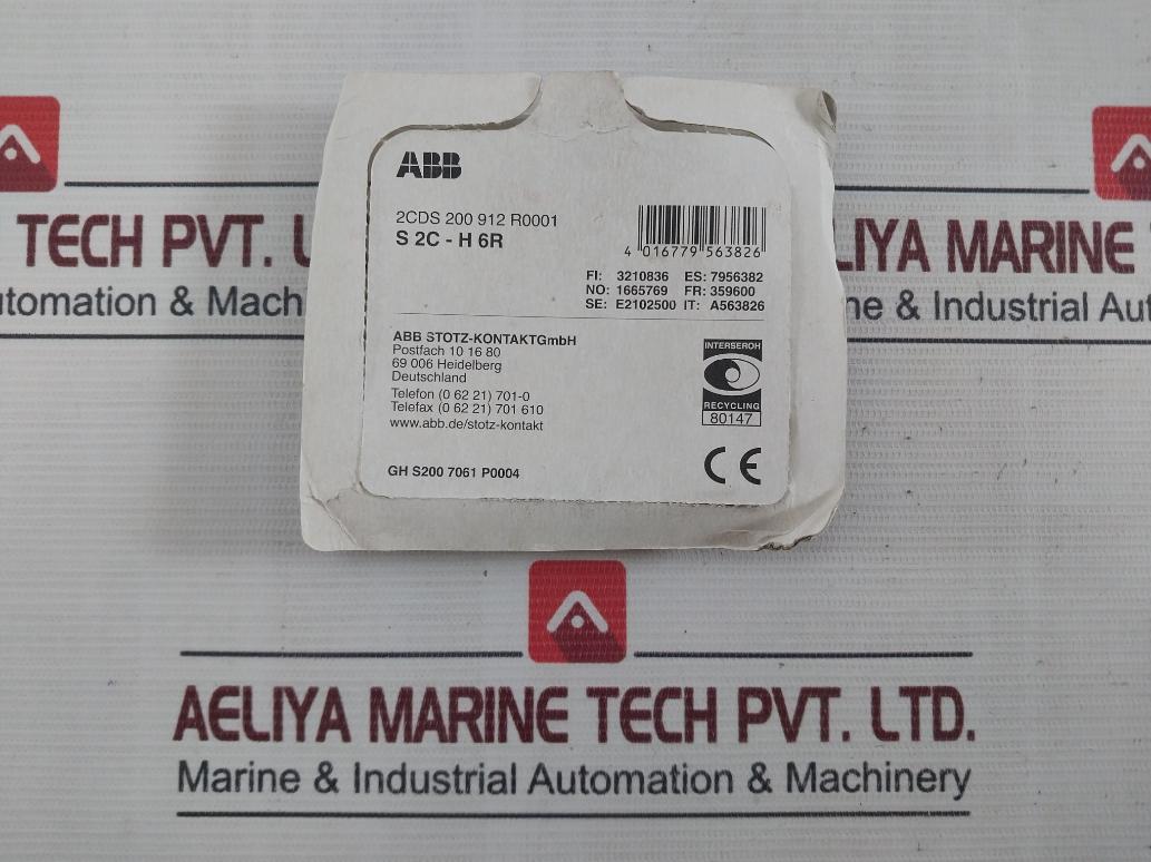 Abb S2C-h6R Auxiliary Contact 2Cds 200 912 R0001