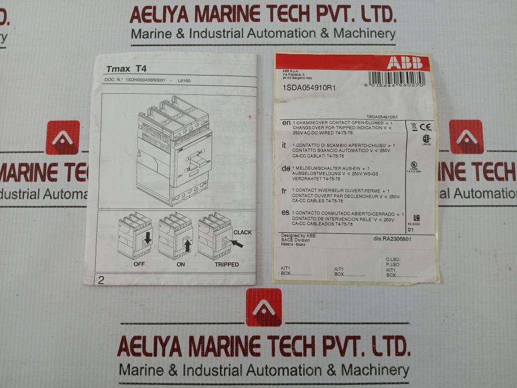 Abb 3-pole Circuit Breaker 1000V/50-60Hz Part No Sace Tmax T4V 250