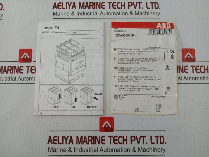 Abb 3-pole Circuit Breaker 1000V/50-60Hz Part No Sace Tmax T4V 250