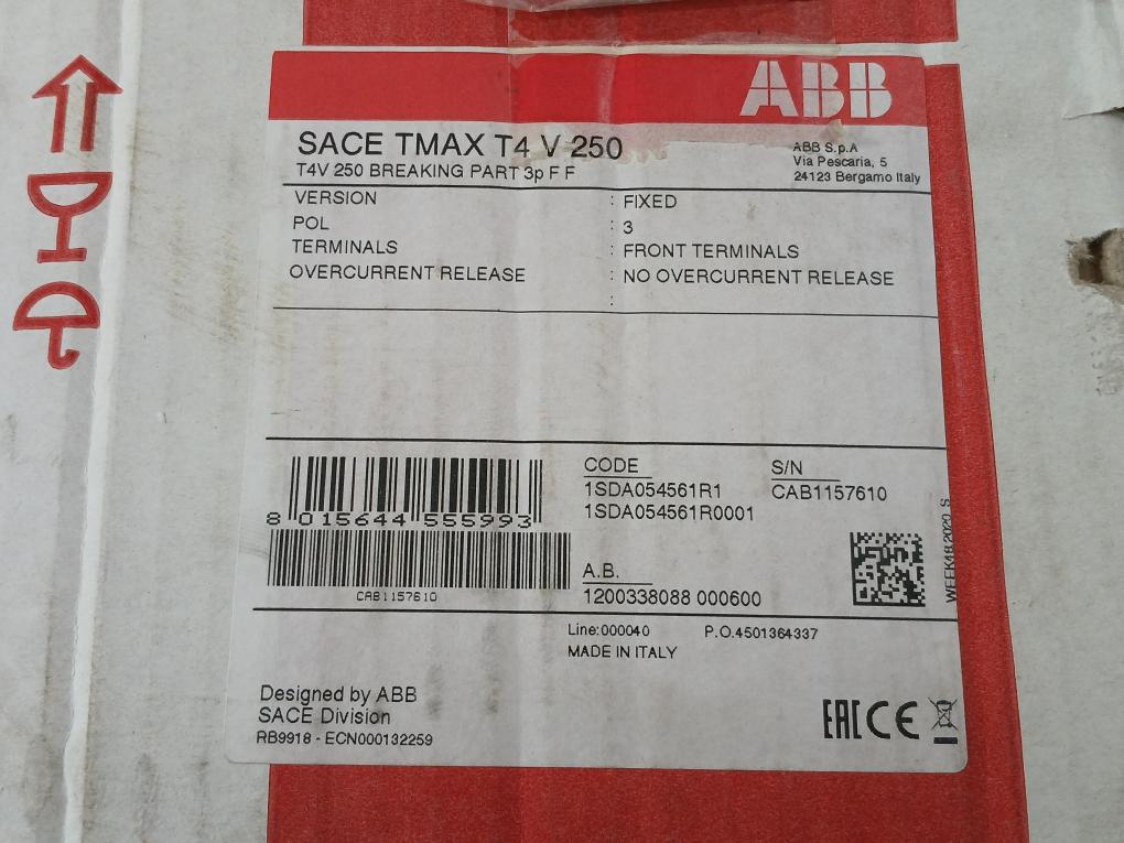 Abb 3-pole Circuit Breaker 1000V/50-60Hz Part No Sace Tmax T4V 250