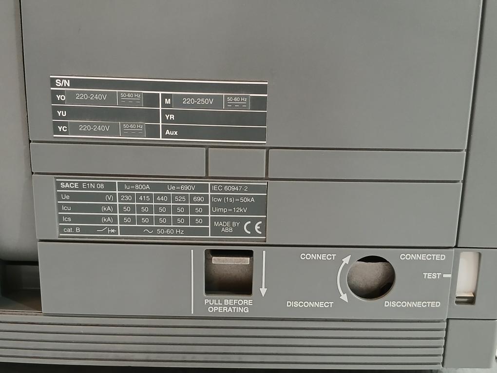 Abb Sace E1N 08 Air Circuit-breaker 220-240V 50-60Hz Bm66100049 Re0562