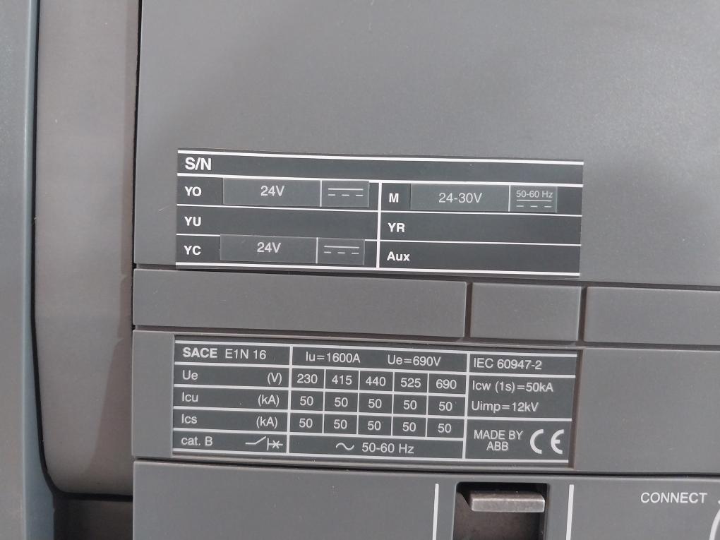 Abb Sace E1N 16 Emax Circuit-breaker 3A 400Vac Blc6104178 J101 J102