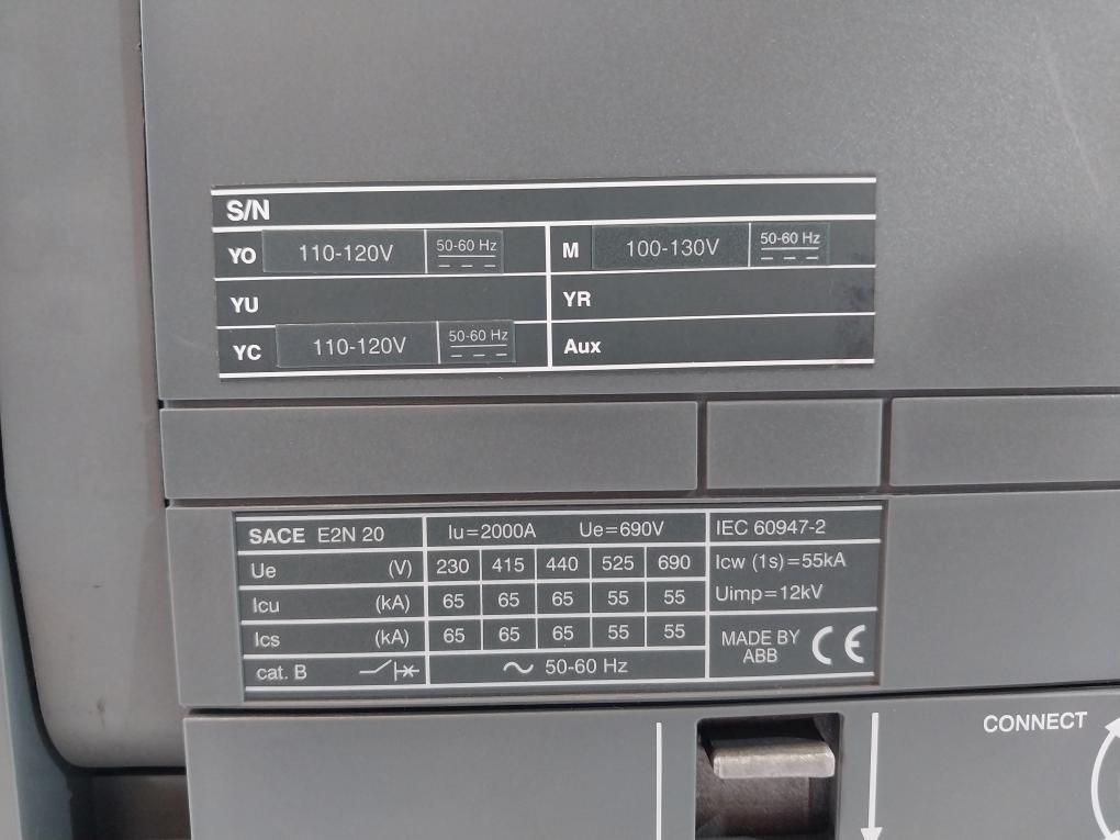 Abb Sace E2N 20 Emax Circuit Breaker Iec 60947-2 110-120V 50/60Hz Cat B