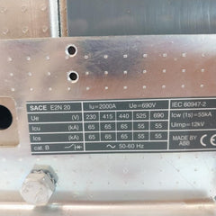 Abb Sace E2N 20 Emax Circuit Breaker Iec 60947-2 110-120V 50/60Hz Cat B