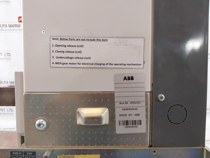Abb Sace E4S 40 4000A Air Circuit Breaker Ld165018/802 50-60Hz Cb36102442 400Vac