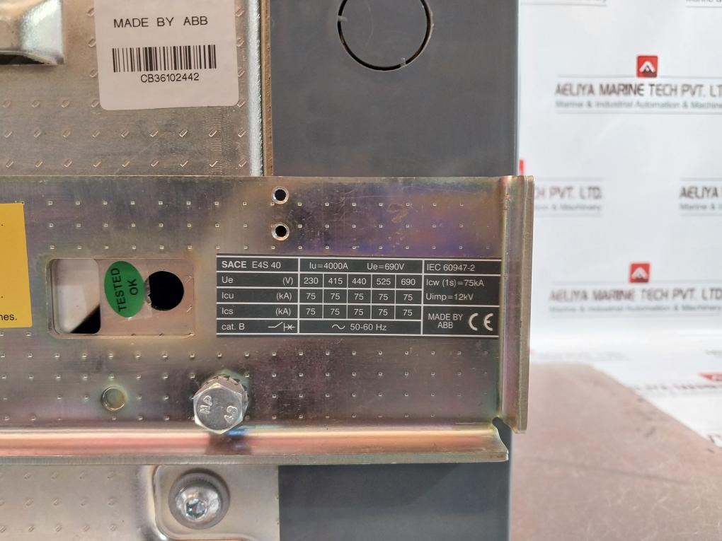Abb Sace E4S 40 4000A Air Circuit Breaker Ld165018/802 50-60Hz Cb36102442 400Vac