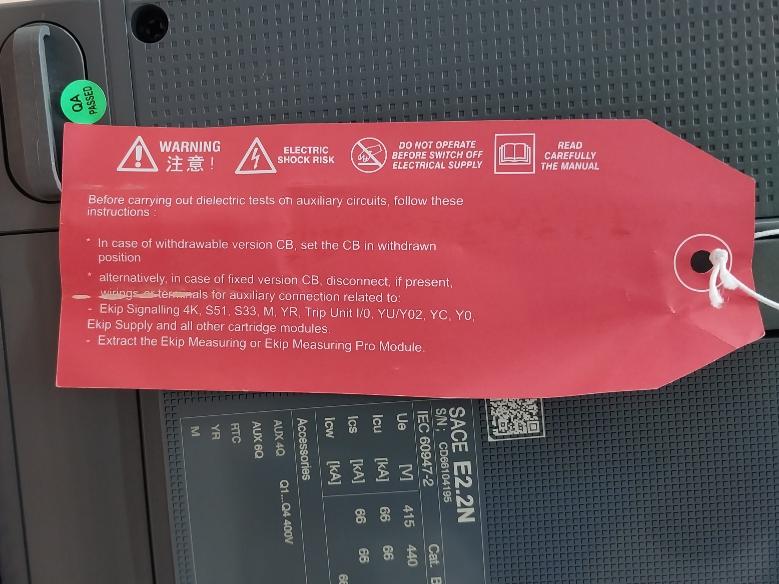 Abb Sace Emax E2.2N 2500A 1Sda072413R1 Low Voltage Air Circuit-breaker Set