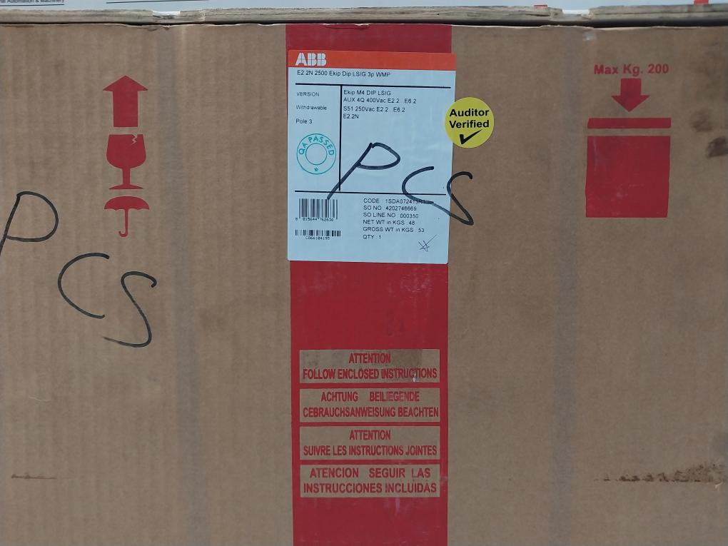 Abb Sace Emax E2.2N 2500A 1Sda072413R1 Low Voltage Air Circuit-breaker Set