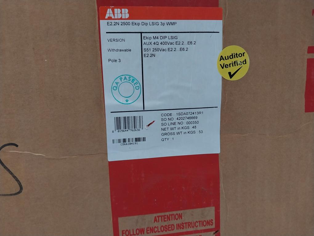 Abb Sace Emax E2.2N 2500A Low Voltage Air Circuit-breaker Set 1Sda073909R1