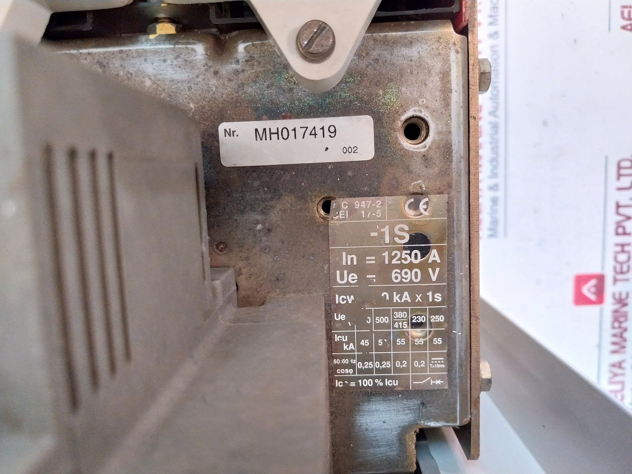 Abb Sace F1 Air Circuit Breaker 1250A 690V 50Hz 60Hz