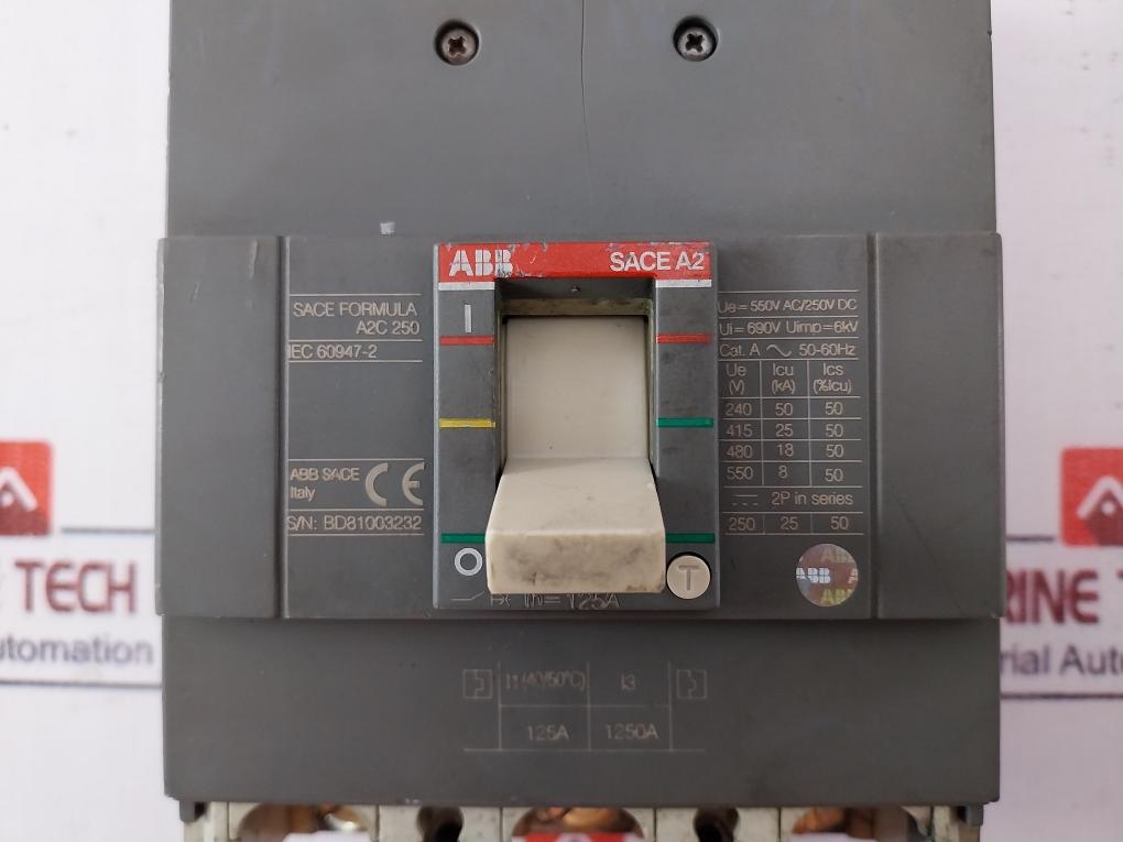 Abb Sace Formula A2C 250 Circuit Breaker 125A 550V Ac/250V Dc
