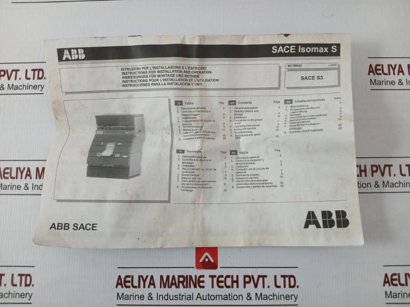 Sace Isomax S3 L 250 Molded Case Circuit Breaker 3A 400Vac Abb
