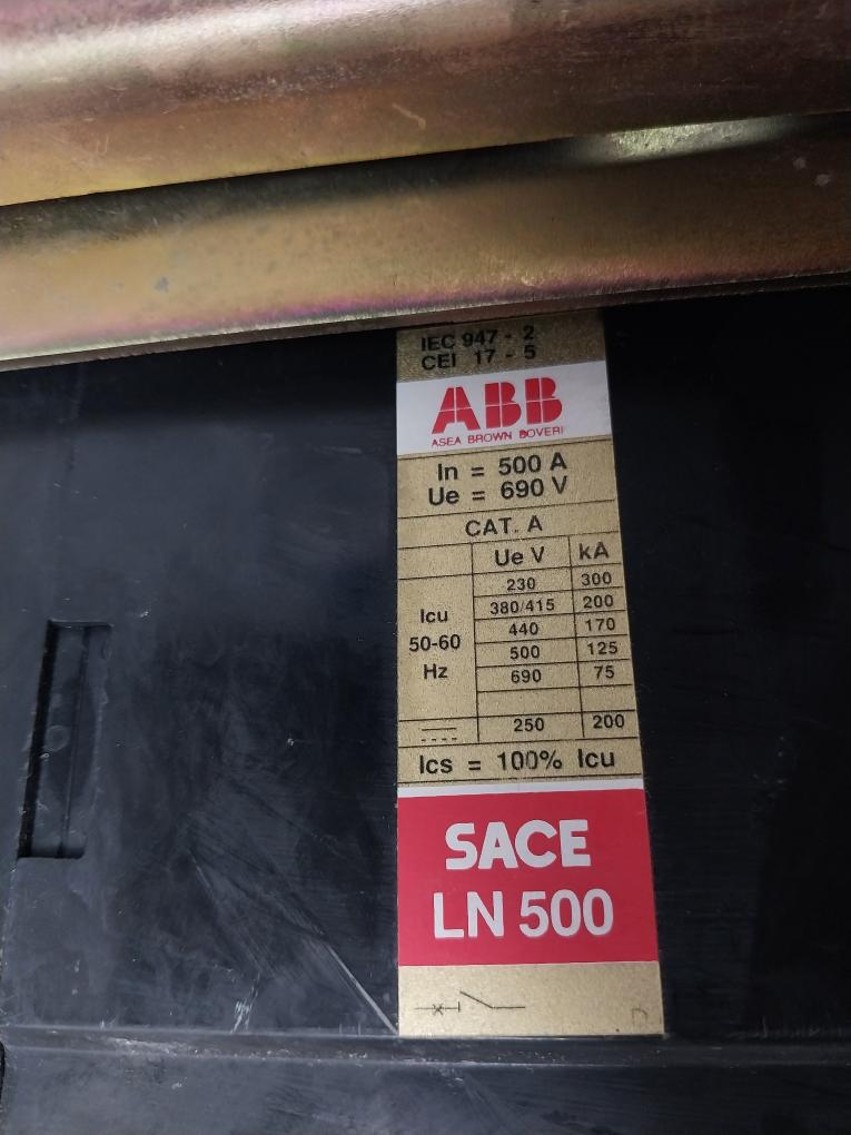 Abb Sace Ln 500 Low Voltage Circuit Breaker Cat.A 500A 690V 50/60Hz