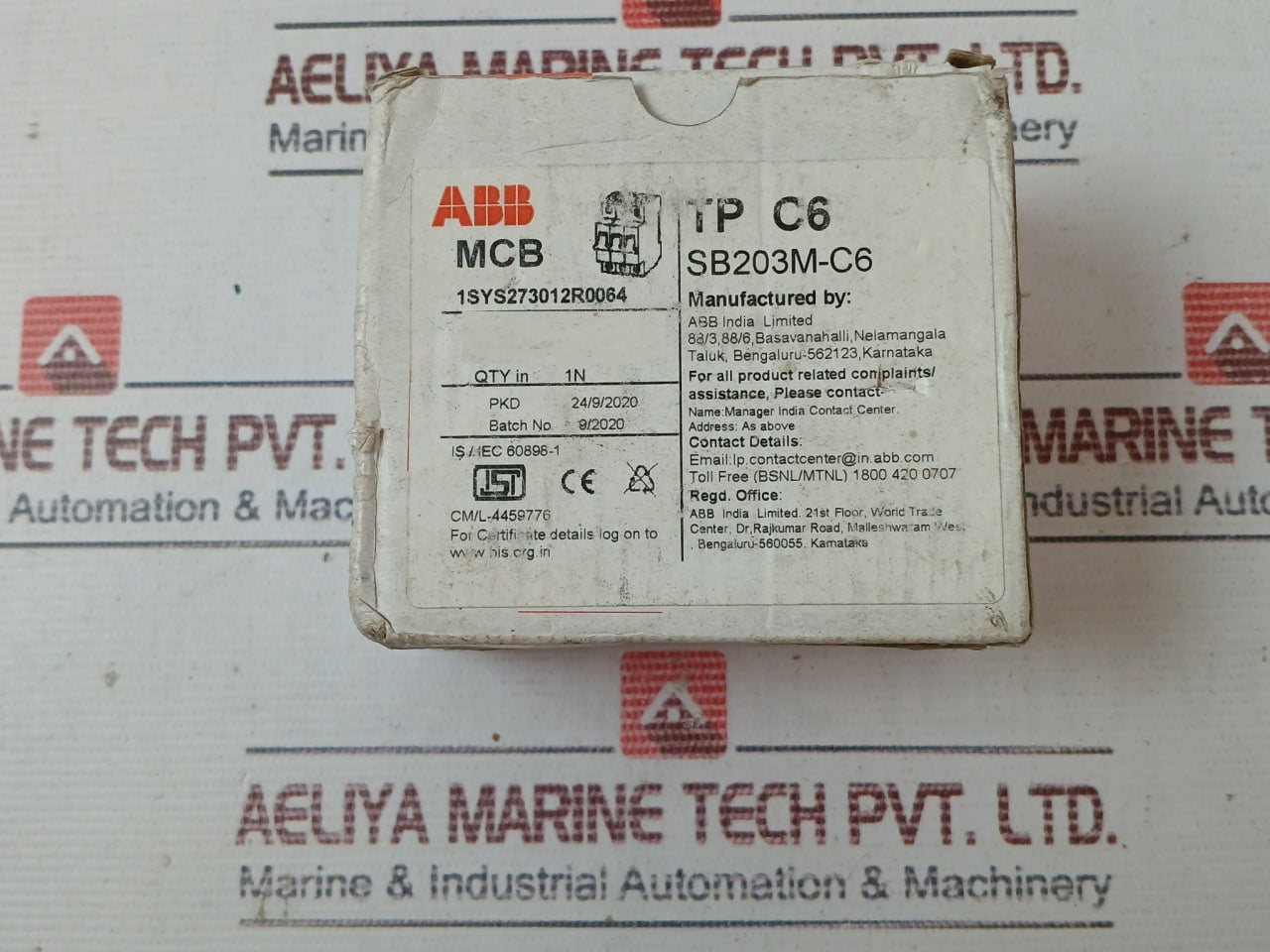 Abb Sb203M-c6 Miniature Circuit Breaker Is/Iec 60898-1 120V Dc 1Sys273012R0064