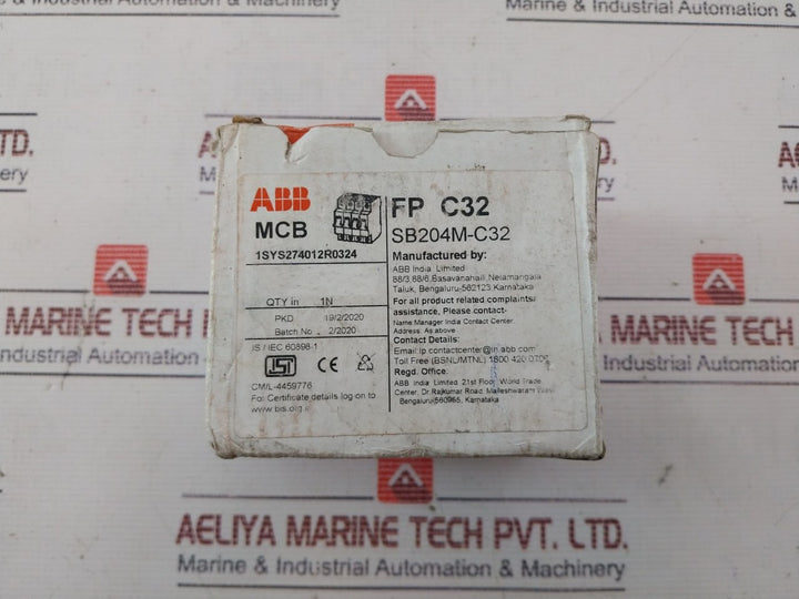 Abb Sb 204M Miniature Circuit Breaker 32A 4-pole 415V 10Ka