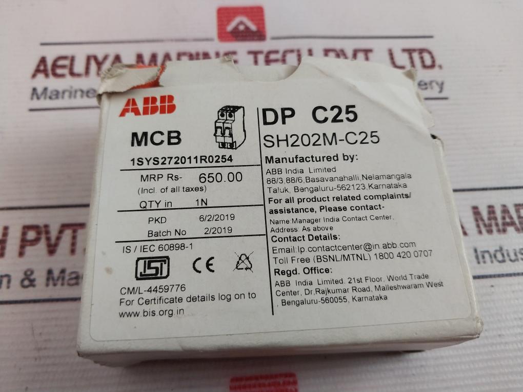 Abb Sh202M-c25 Miniature Circuit Breaker 400V