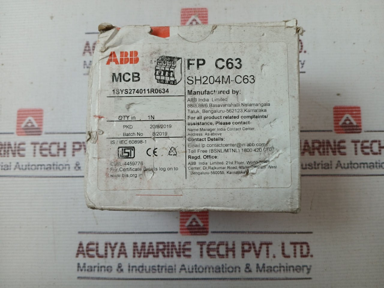Abb Sh204M-c63 Circuit Breaker 440V Ac 50 Hz Is/Iec 60898-1, 1Sys274011R0634