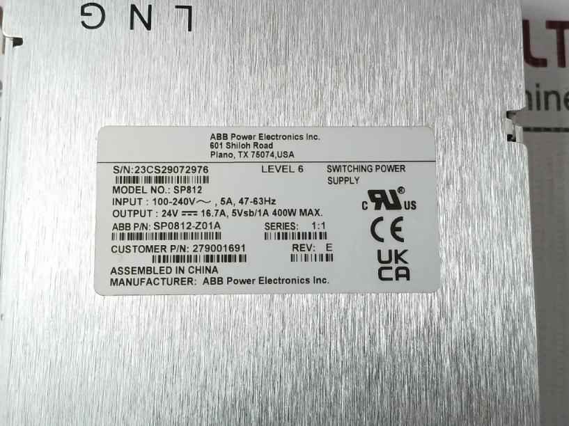 Abb Sp812 Switching Power Supply Module 100-240V 5A 47-63Hz