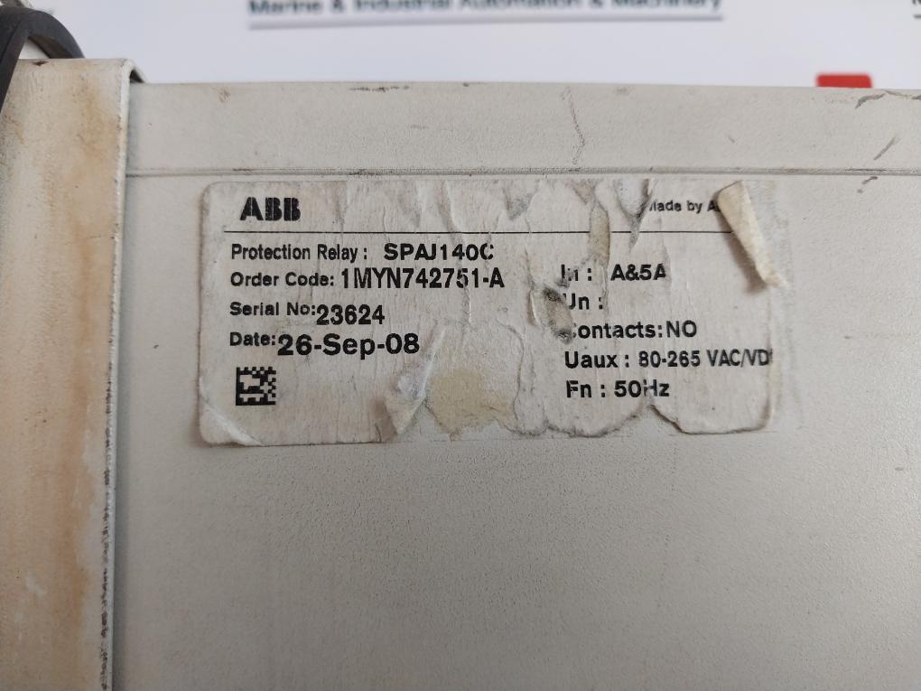 Abb Spaj140C Overcurrent And Earth-fault Relay 80-265Vac/Dc