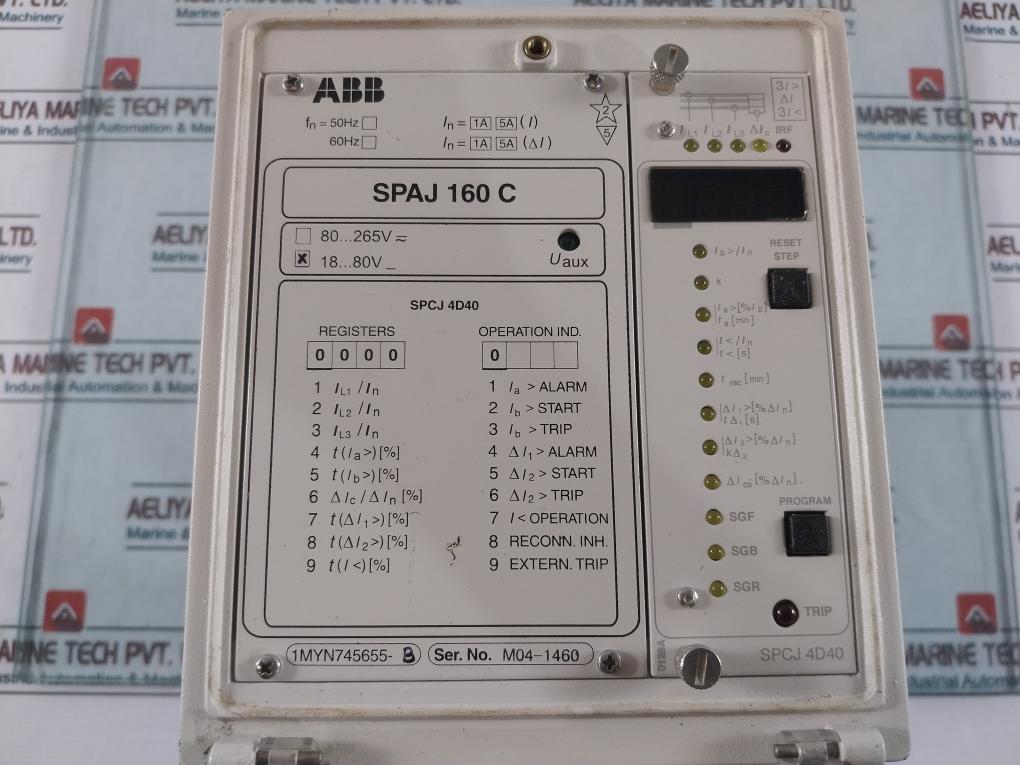 Abb Spaj 160 C Capacitor Protection Relay 18…80V