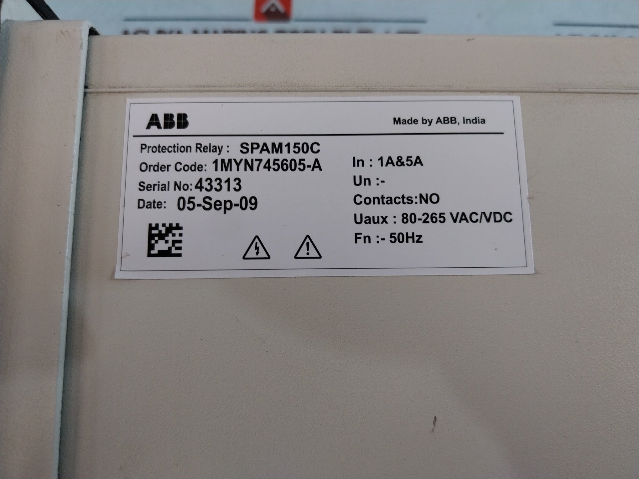 Abb Spam150C Motor Protection Relay 1Myn745605-a 80-265 Vac/Dc 50Hz