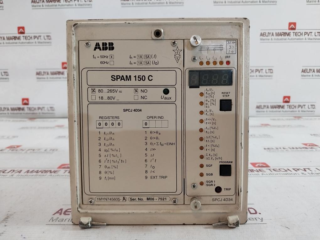 Abb Spam 150 C Motor Protection Relay 80-265V- Spcj 4D34 1Myn745605-a