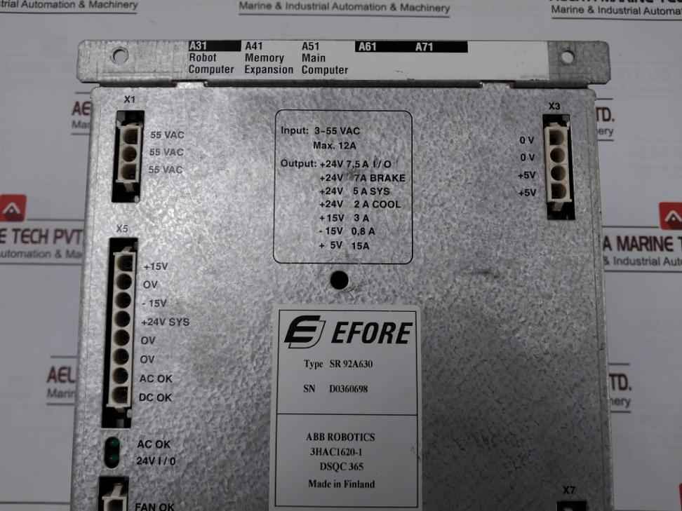 Abb Sr 92A630 Power Supply Module 3Hac1620-1 Dsqc 365 Rev. Nr: 02 3-55Vac 12A