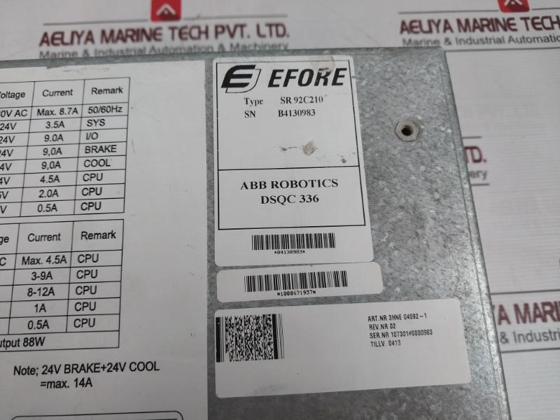 Abb Sr 92C210 Efore Power Supply Module 1000671937 Rev 05 3Hne 04092-1 Dsqc336