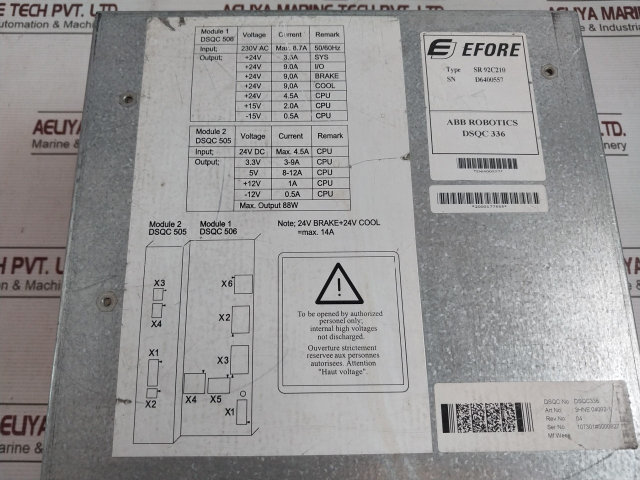 Abb Sr 92C210 Efore Power Supply Module Rev 04 3Hne 04092-1, 2000177535