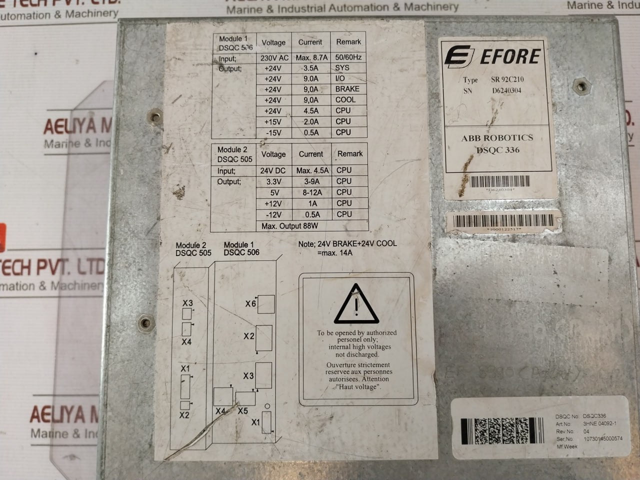 Abb Sr 92C210 Power Supply 94B320D 3Hne 04092-1 24V