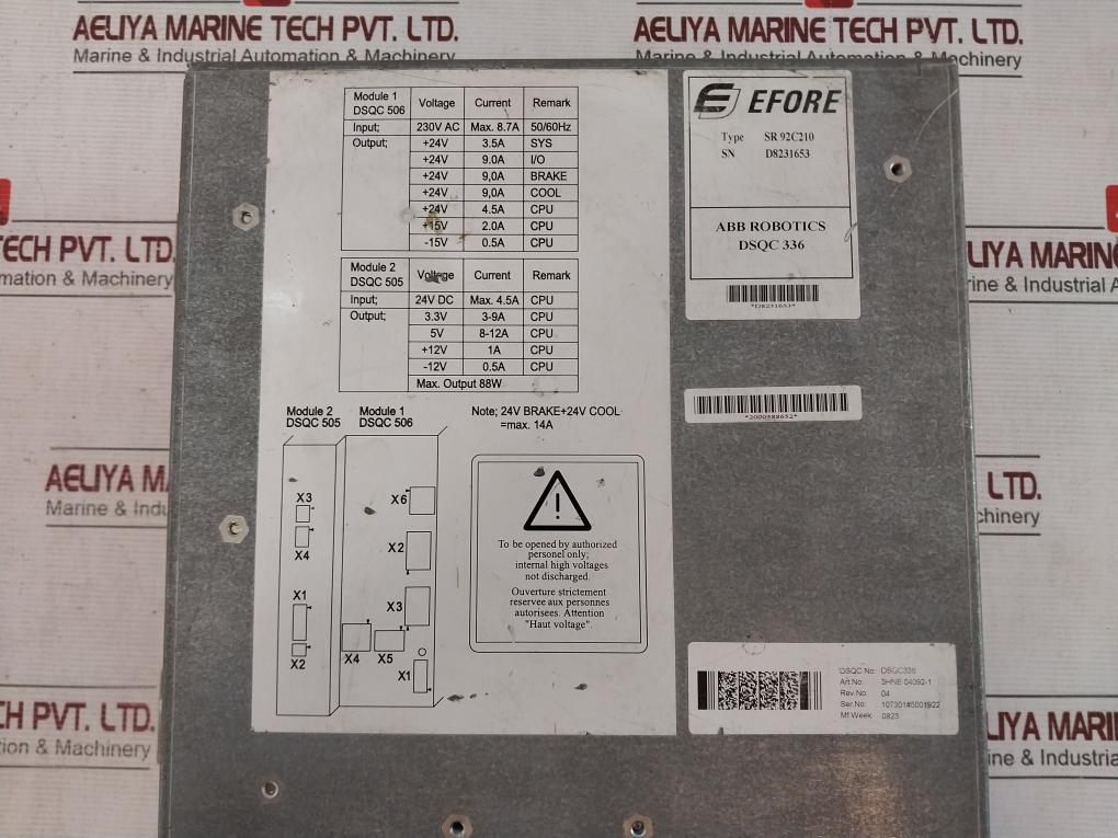 Abb Sr 92C210 Power Supply Dsqc336 3Hne 04092-1 Rev.No: 04 94V-0