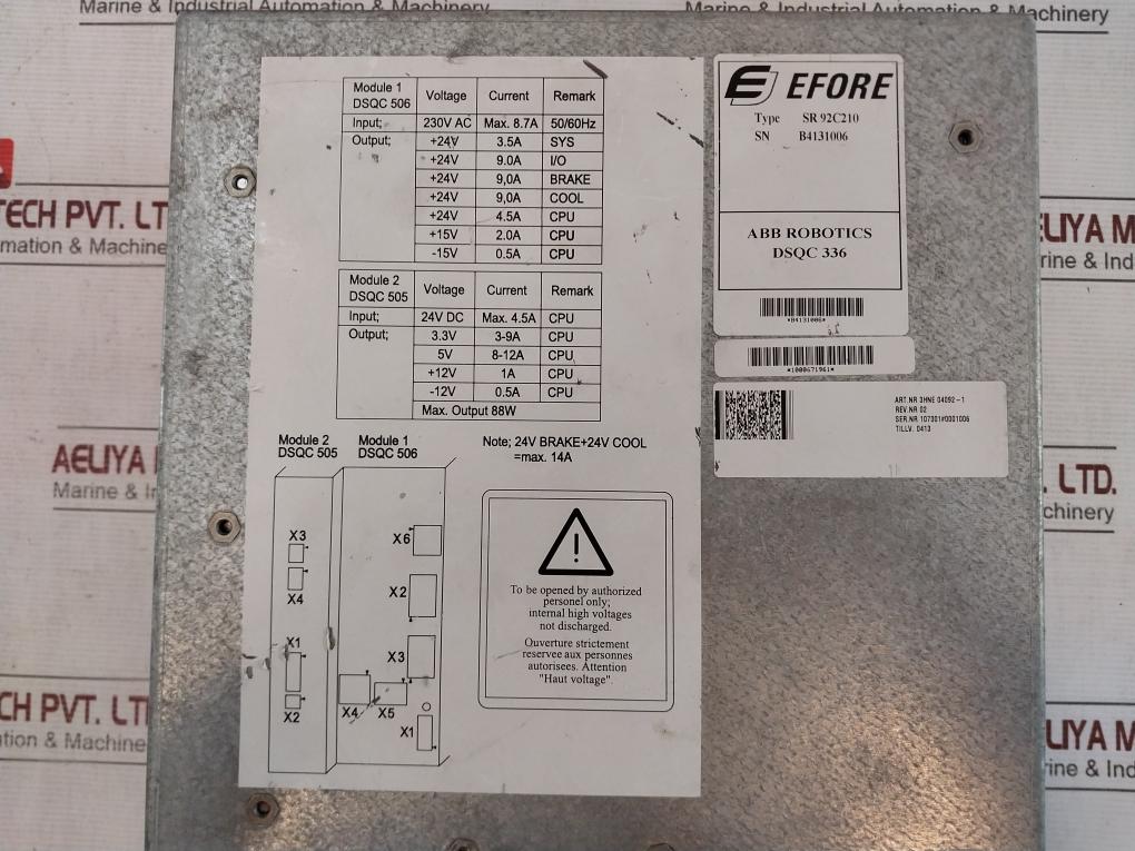 Abb Sr 92C210 Power Supply Dsqc 336, 3Hne 04092-1 Rev.Nr: 02 94V-0