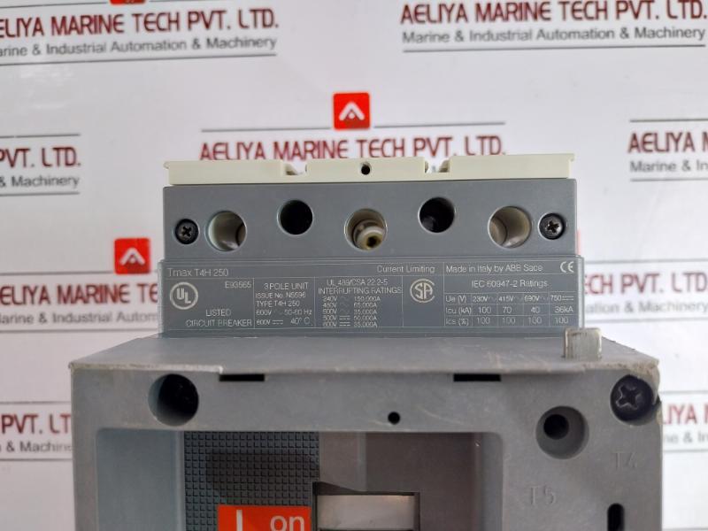 Abb T4h 250 Circuit Breaker Tmax 3 Pole 600v 50-60hz 40°c