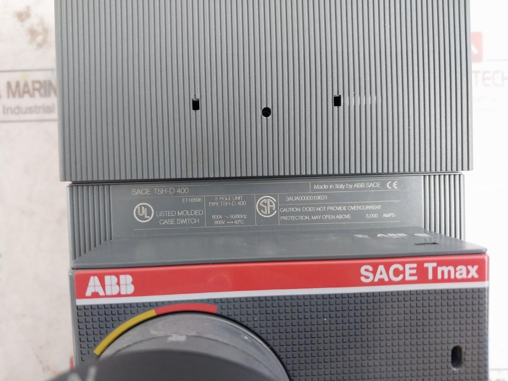 Abb T5H-d 400 3 Pole Unit Circuit Breaker Sace 600V-50/60Hz 1Sda55018R1 275Lb-in