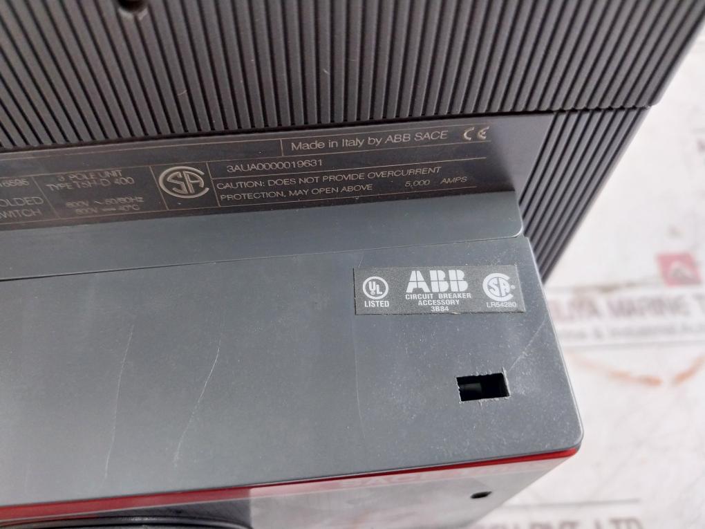 Abb T5H-d 400 3 Pole Unit Circuit Breaker Sace 600V-50/60Hz 1Sda55018R1 275Lb-in