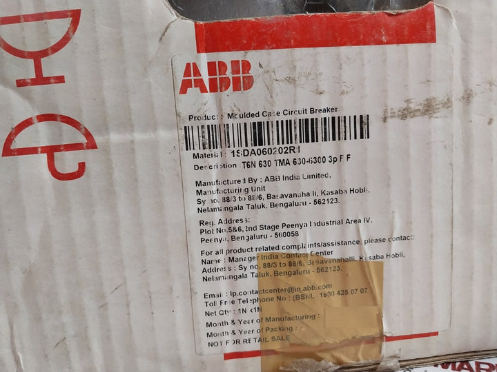 Abb T6N 630 Tma 630-6300 3P F F Moulded Case Circuit Breaker Sace Tmax 630A